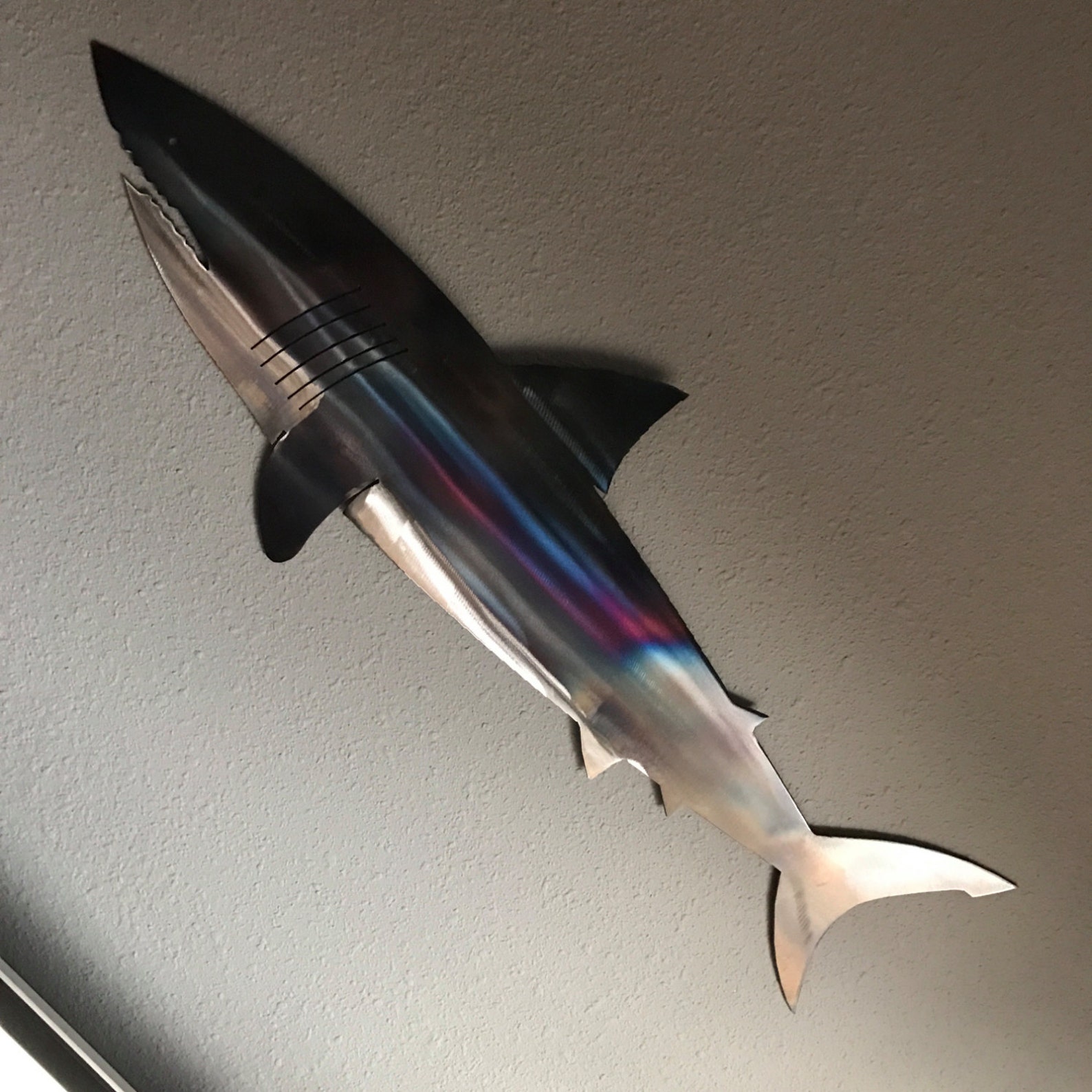 Great White Shark Metal Wall Art Decoration Skilwerx 30x11 Etsy