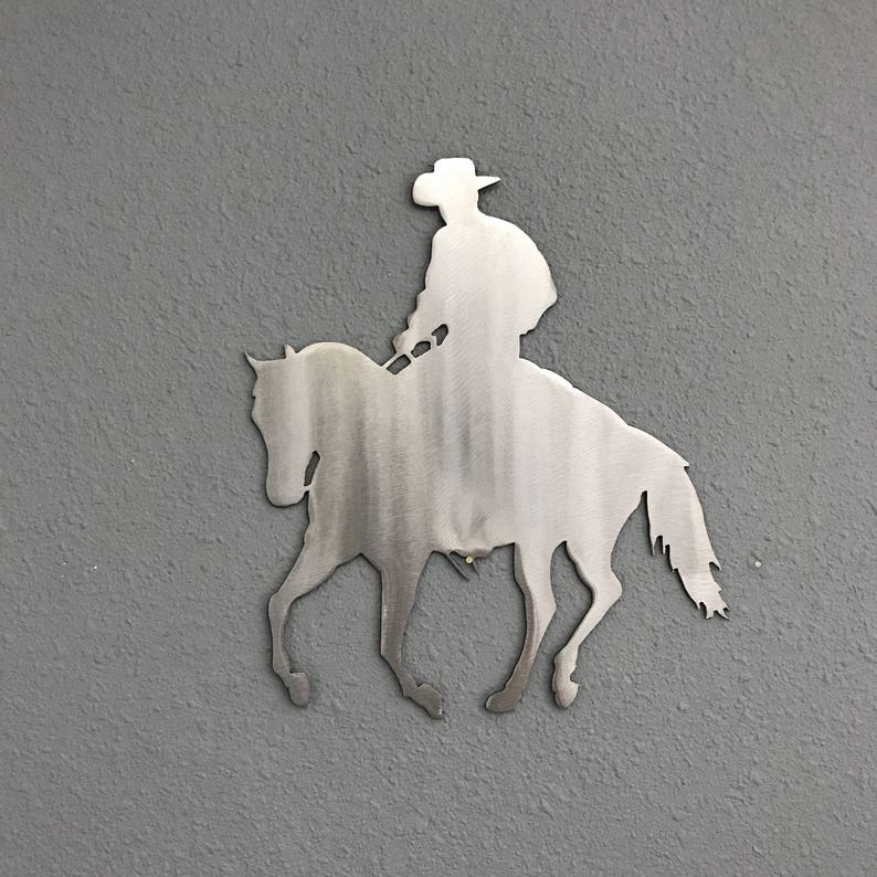 Cowboy Metal Wall Art Decoration Skilwerx 11x10 West Cowboy Etsy