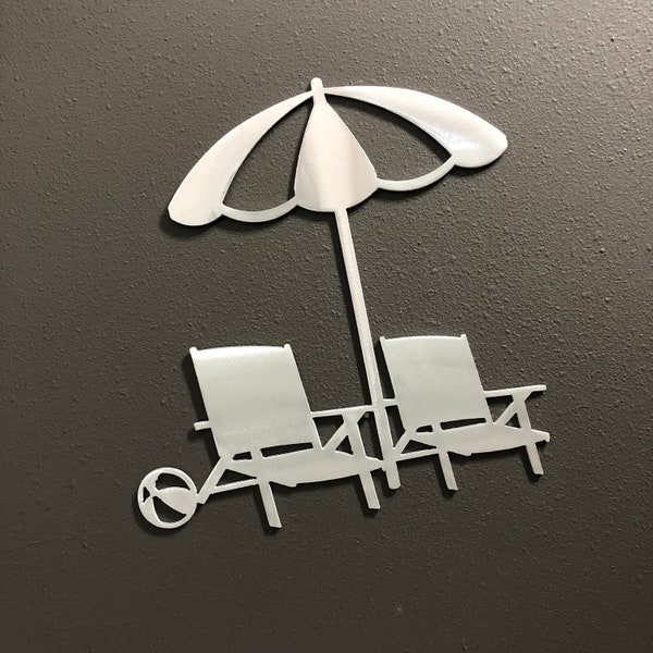 Beach Chairs Metal Wall Art Decoration Skilwerx 10x9 Ocean Nautical Marine Sea