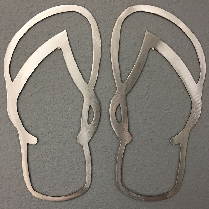 Flip Flops Aluminum Metal Wall Art Decoration Skilwerx 12x10 2 Etsy