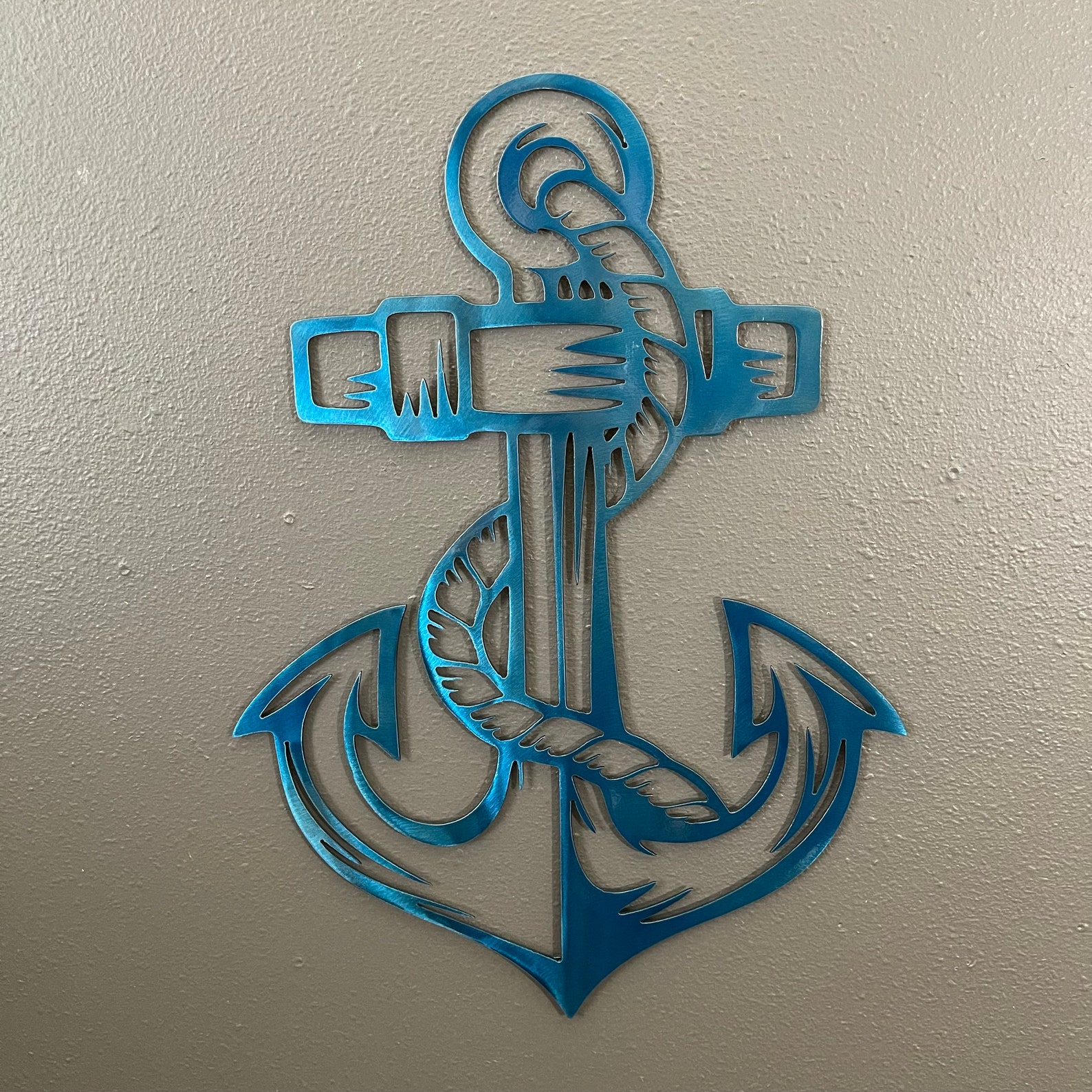 Anchor Metal Wall Art Decoration Skilwerx Nautical Ocean Etsy