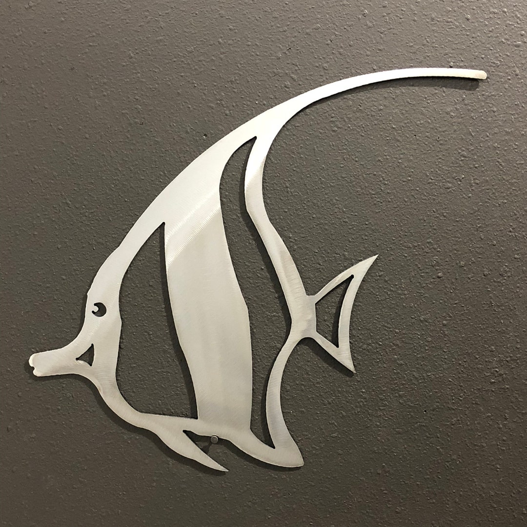 Angel Fish Metal Wall Art Decoration Skilwerx 12x10 Ocean Etsy
