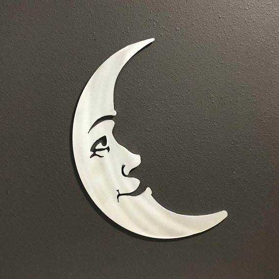Moon Face Metal Wall Art Decoration Skilwerx 12x9 Southwest | Etsy