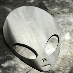 Alien Head Aluminum Metal Wall Art Decoration Skilwerx 17 x 13 Area 51 Roswell Polished