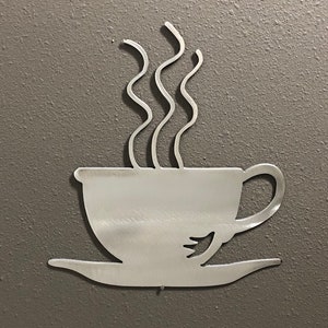 Coffee Cup Metal Wall Art Decoration Skilwerx Plasma Cut kitchen
