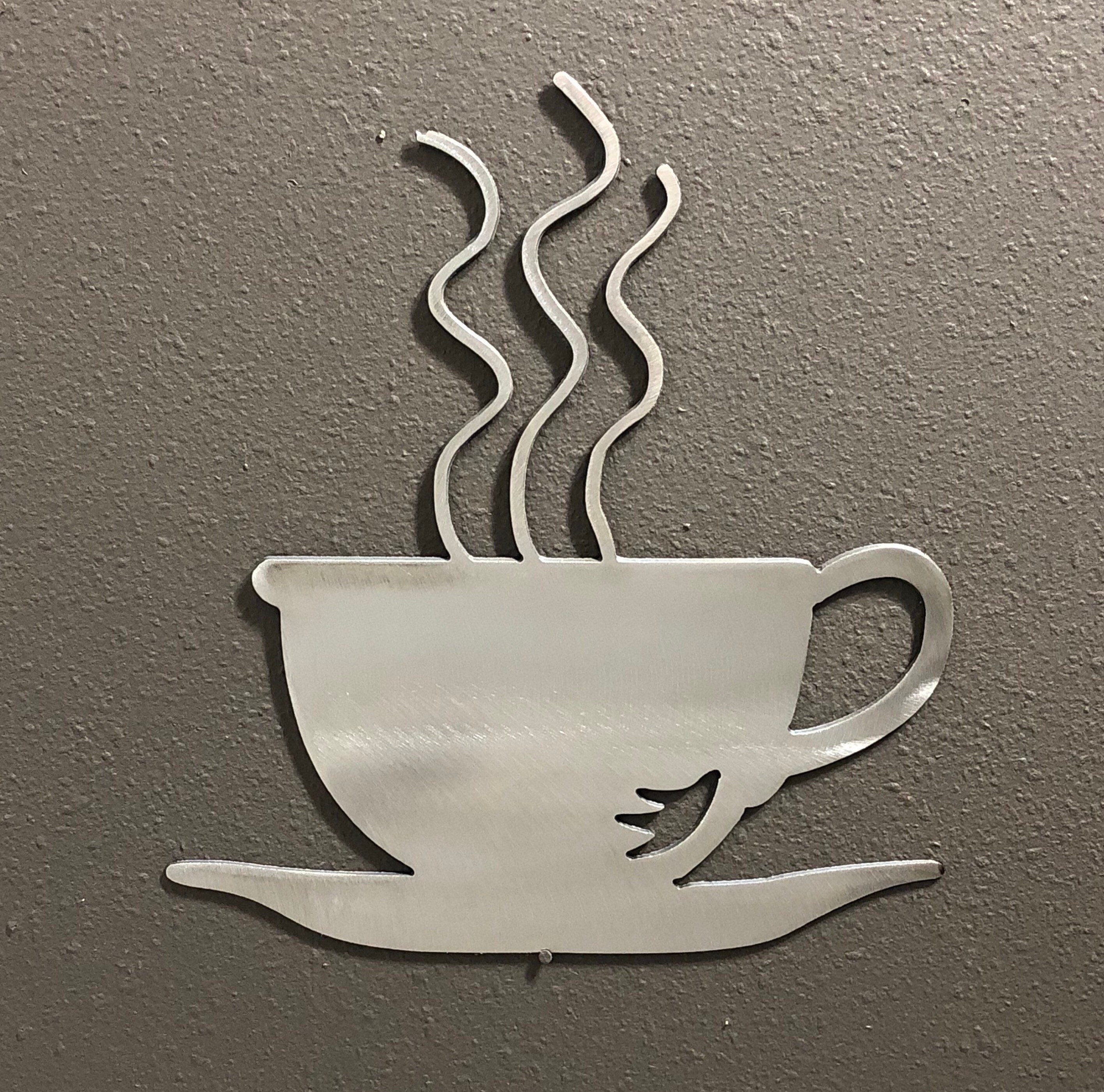 Coffee Cup Metal Wall Art Decoration Skilwerx Plasma Cut Etsy