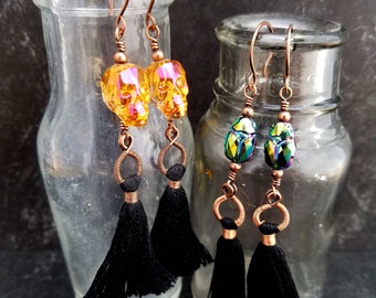 Wire Wrap Basics Tutorial - Cute Halloween Tassel Earrings by Wendi of Door 44 Studios