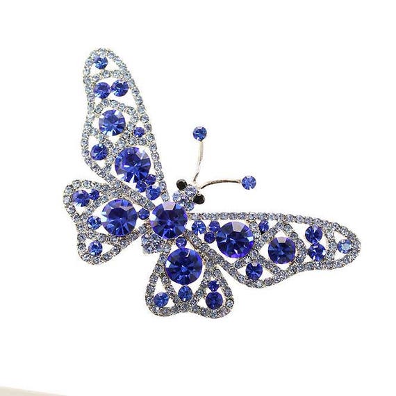 Butterfly Brooch Blue Crystal Rhinestone Insect Bug Butterfly | Etsy