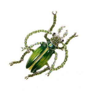 Green Beetle Brooch Rhinestones Iridescent AB Crystals Bug Insect Beetle Beetles Broach Pin, Boho Jewelry Gifts