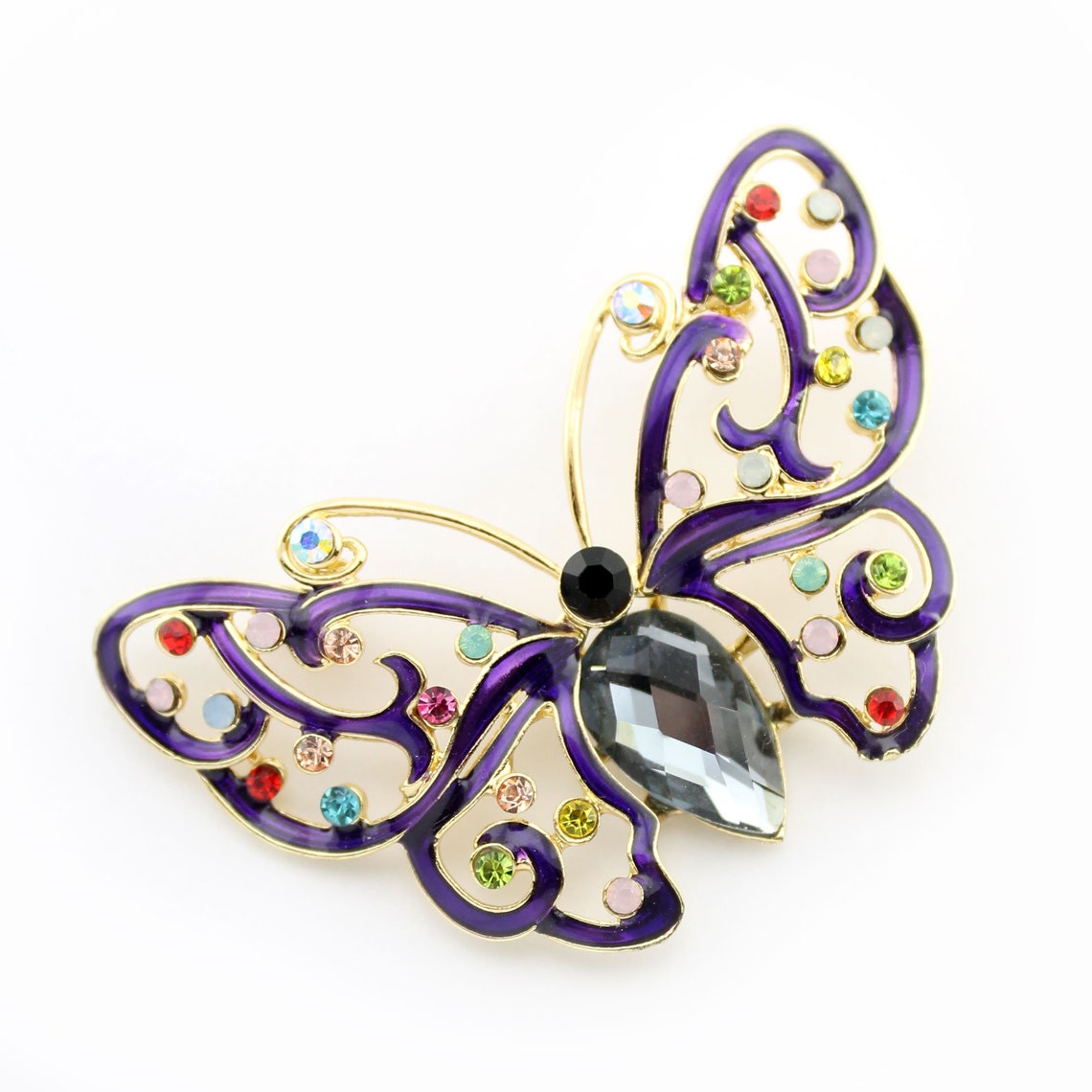Butterfly Brooch Purple Butterfly Jewelry Embellishment Etsy