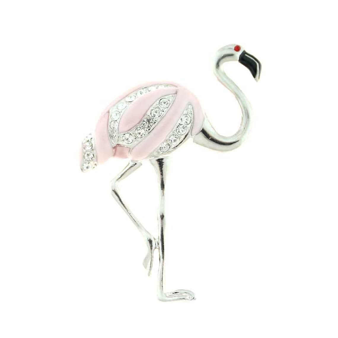 Flamingo Brooch Pink Crystal Rhinestone Bird Flamingo Broach Etsy