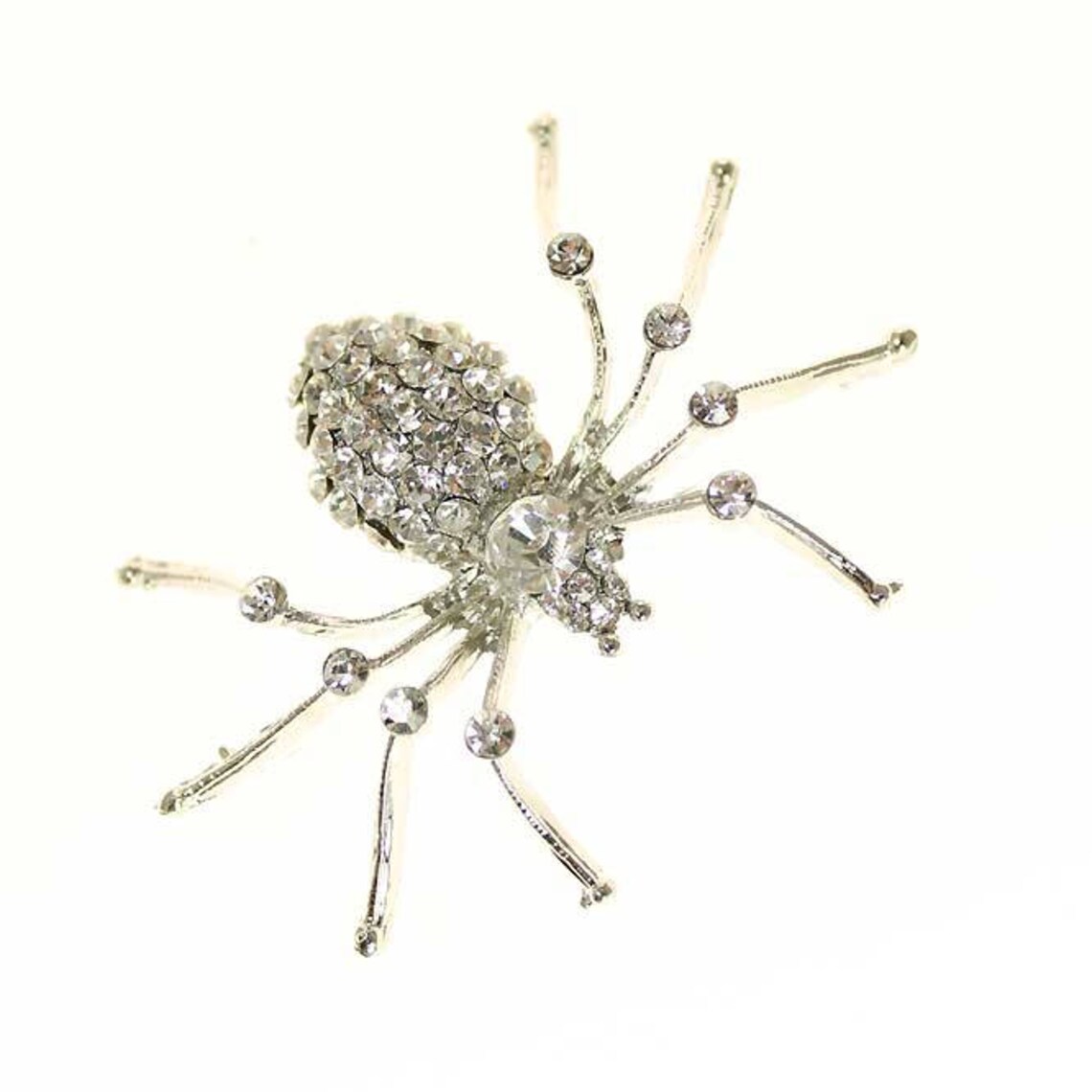 Spider Brooch Spider Broach Realistic Silver Rhinestone Etsy