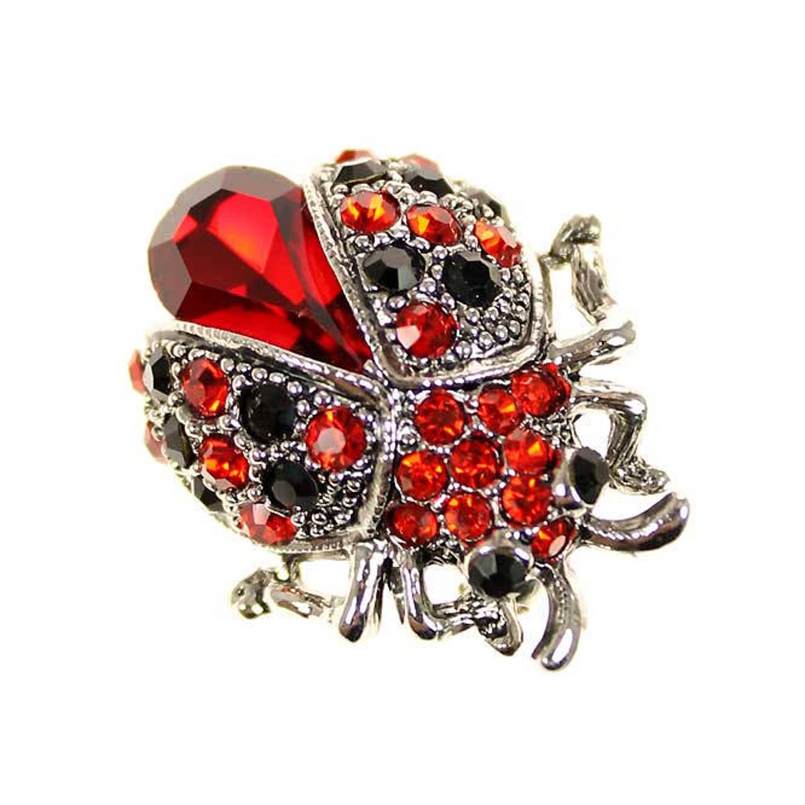 Ladybug Brooch Red Crystal Rhinestone Ladybug Broach Insect Etsy