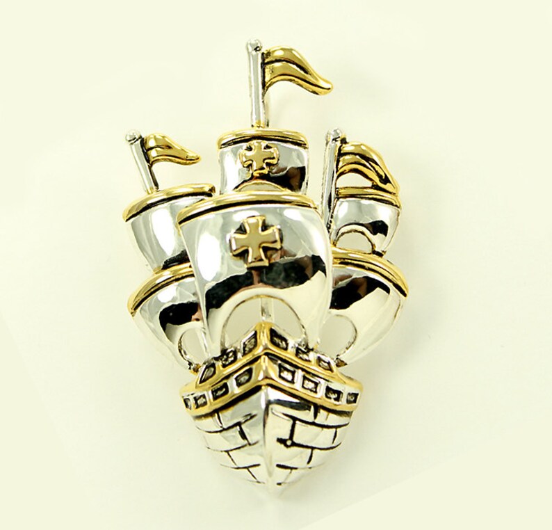 Ship Brooch Ship Broach Spanish Galleon Jewelry Component Etsy