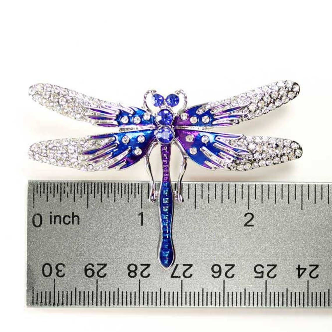 Blue Dragonfly Brooch Crystal Rhinestones Crystals Bug Insect Etsy