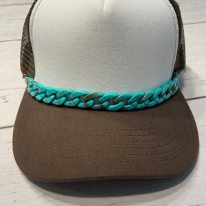 Turquoise Curb Chain Trucker Hat Chain, Trucker Hat Accessory, Western Trucker Hat, Trucker Hat Bar Chain, Trucker Hat Bar Accessory, Chain