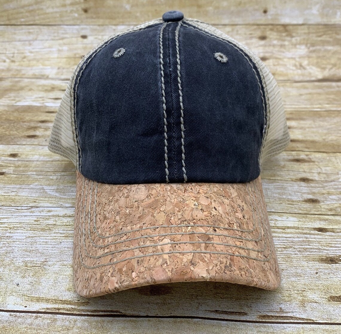 Cork Bill Trucker Hat Blank Cork Cap Black Hat with Cork Etsy