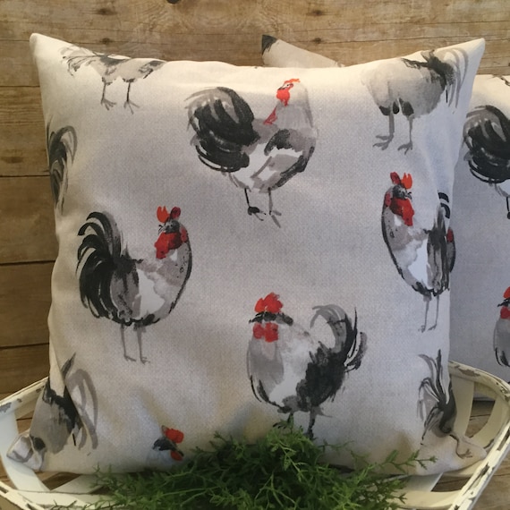 Rooster Throw Pillow Cover Canvas Duck Pillow Cover Etsy