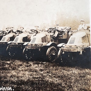 Antique WW1 Postcard of Army Trucks - Rare RPPC - American Lake Washington - Unused - Early Mack Kelly Springfield 3 - World War 1