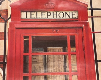 Rare 1970s London Red Telephone Booth Poster by Verkerke - Banksy Art - Massive Wall Size - 82" x 34"  - 1977 - Vintage European Posters