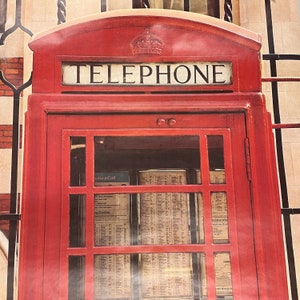 Rare 1970s London Red Telephone Booth Poster by Verkerke - Banksy Art - Massive Wall Size - 82&quot; x 34&quot;  - 1977 - Vintage European Posters