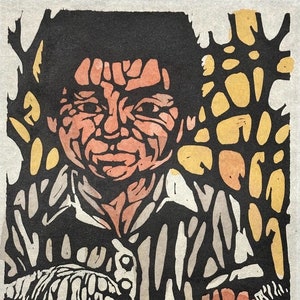 1960s Woodcut Print of Boy Holding.a Lamb - &quot;El Favorito&quot; - 10 of 50 - Mystery Artist - Rare Vintage Woodblock - Minnesota Art Collection