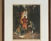 Norman Rockwell Lithograph - Blacksmith Shop - Signed -1973 - 33 of 200 - Professionally Framed - Industrial - Anvil - Steampunk - Artisan