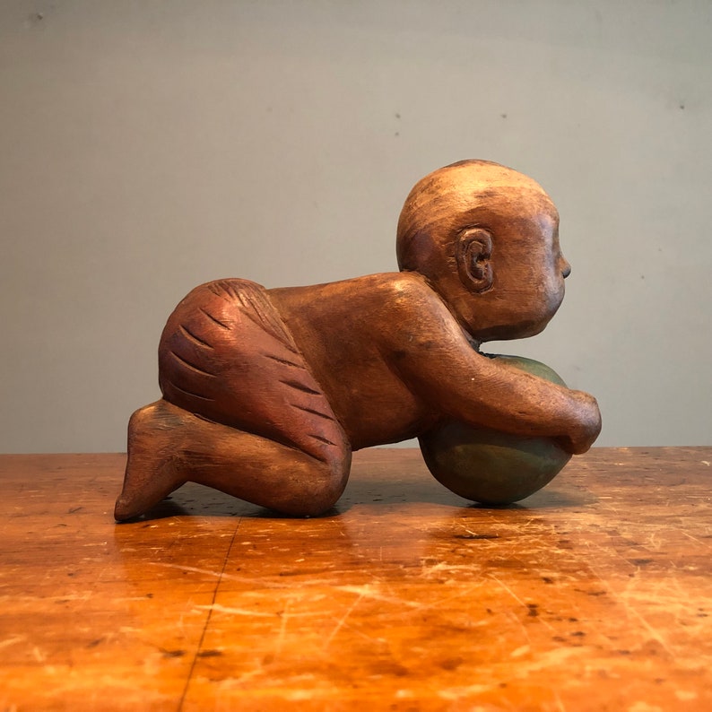 Antique Opium Pillow of Baby with Ball Chinese Wood Carving Etsy