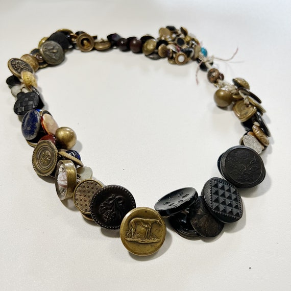 Victorian Charm String Button Necklace: 19th Cent… - image 1