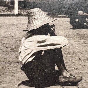 Antique Photograph of African American Boy Playing Harmonica at Railroad Depot Early 1900s 3 x 2 Rare Photography Americana image 2