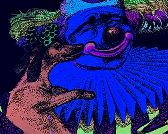 Clown Original Vintage Poster Blacklight Psychedelic Headshop