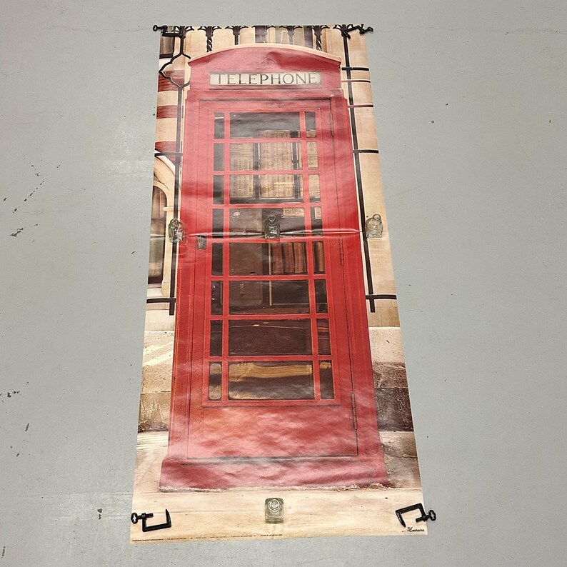 Rare 1970s London Red Telephone Booth Poster by Verkerke Banksy Art Massive Wall Size 82 x 34 1977 Vintage European Posters image 4