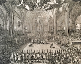 Jean Le Pautre Engraving: Coronation of Queen Hedvig Eleonora, 1660s