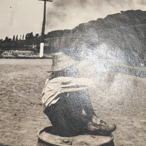 Antique Photograph of African American Boy Playing Harmonica at Railroad Depot Early 1900s 3 x 2 Rare Photography Americana image 9