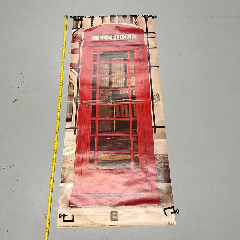 Rare 1970s London Red Telephone Booth Poster by Verkerke Banksy Art Massive Wall Size 82 x 34 1977 Vintage European Posters image 2