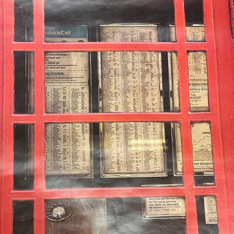 Rare 1970s London Red Telephone Booth Poster by Verkerke Banksy Art Massive Wall Size 82 x 34 1977 Vintage European Posters image 6