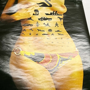 Rare 1970s Danish Poster of Nude Woman with Black Tattoos of Symbols Vintage Posters Sexy Wall Art Unusual Tattoo Artwork image 8