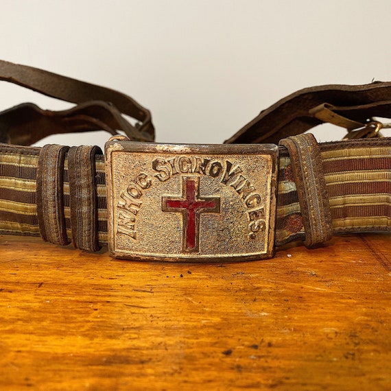 Vintage IN HOC SIGNO VINCES Cross Knights of Templar Belt Buckle/Masonic Buckle 