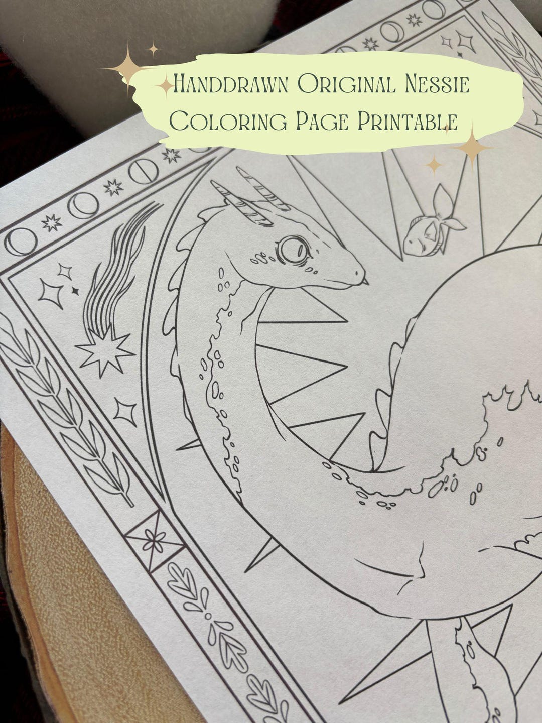 Nessy Colouring In Nessie Handdrawn Original Printable Coloring Page - Etsy