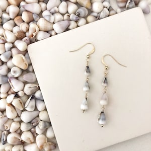 Shell Dangle Earring, Waterfall Earring, Cone Shell Earrings