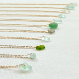 Sea Glass Necklace, Dainty Colored Sea Glass Necklace, 14kt Gold Filled