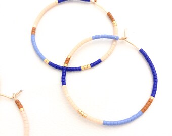 Bead Hoop Earrings, Seed Bead Hoop Earrings, Hoop Earrings, Boho Hoops, Minimal Earrings, 14k Gold Fill