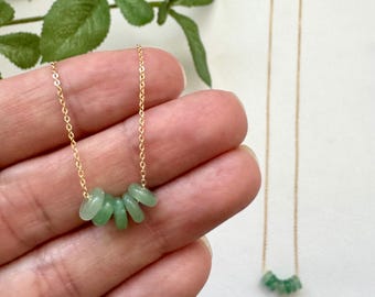 Jade Necklace, Floating Jade Necklace, 14kt gold fill