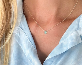 Blue Chalcedony Necklace, Minimalist Necklace, Simple Necklace, Dainty Necklace