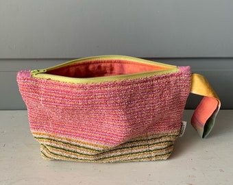 Handdoekzakje met ritssluiting/Toilettas/Clutch bag/make-up tas/vintage handdoek/handdoektas/handdoektas