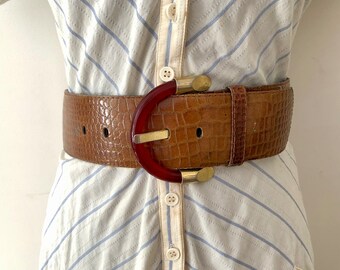 Cipriani Aligator Calfskin Red Belt Size 28 - Etsy UK display picture 2