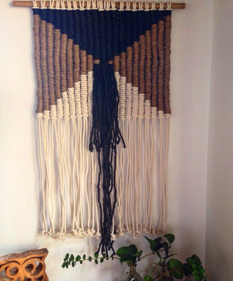 Large Macrame Wall Hanging /black Macrame Wall Art / Rope Wall Etsy