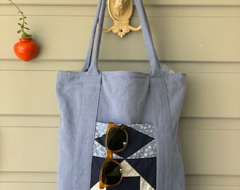 Canvas tas/draagtas/blauwe canvas tas