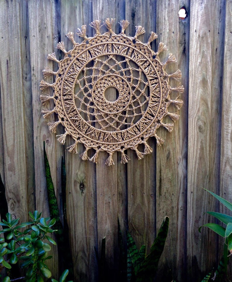 Colgante redondo de pared de macramé / decoración de pared / Etsy España