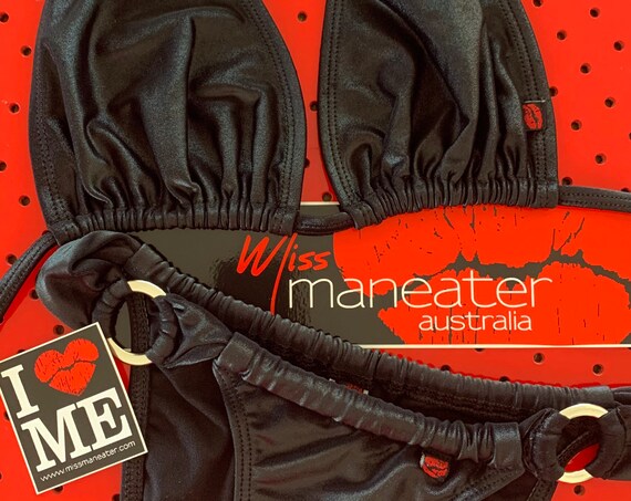 LAST 1***MISSMANEATER #heavyMETAL long sliding halter top + sliding soft band brazilian pant!***RINGdetail!